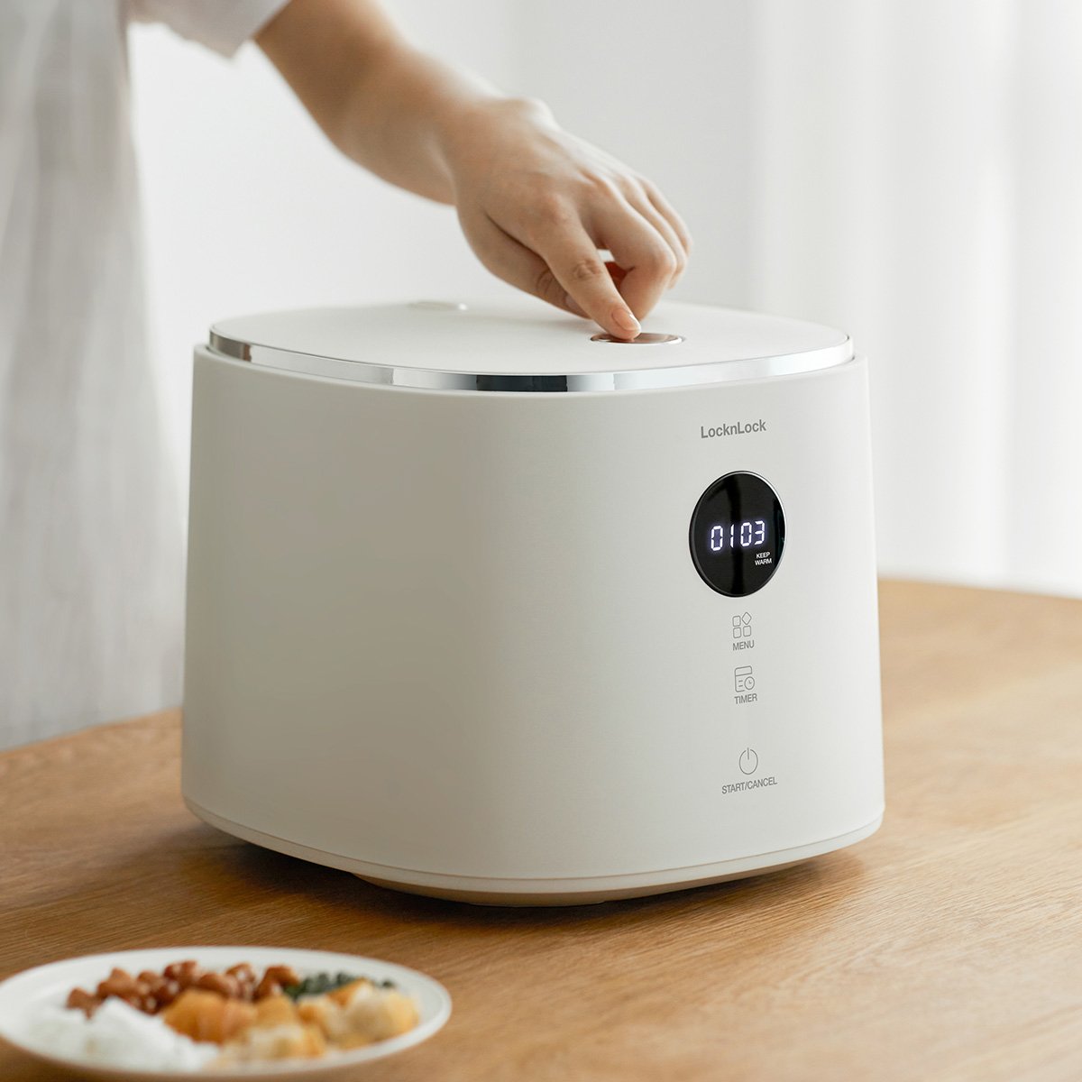 Nồi Cơm Điện Locknlock Bianco Nemo Rice Cooker 220V, 50Hz, 605W, 1.2L - Màu Ngà - EJR384IVY, , large image number 1